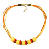 GALLAY Jewellery - Schmuck und Dekoration - Kette, 5x Perle gelb orange altmessingfarben