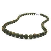 GALLAY Jewellery - Schmuck und Dekoration - Kette Kunststoffperlen Barockperlen olivgrün-schwarz-marmoriert verlaufend 60cm