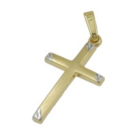 GALLAY Jewellery - Schmuck und Dekoration - Anhänger 22x13mm Kreuz bicolor matt 9Kt GOLD