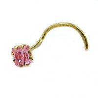 GALLAY Jewellery - Schmuck und Dekoration - Nasenstecker 3x3mm Zirkonia pink rosafarben 18Kt GOLD