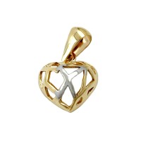 GALLAY Jewellery - Schmuck und Dekoration - Anhänger 9mm Herz filigran durchbrochen rhodiniert 9Kt GOLD