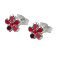 GALLAY Jewellery - Schmuck und Dekoration - Ohrstecker Ohrring 6,5mm Kinderohrring Blume rot-lackiert Silber 925
