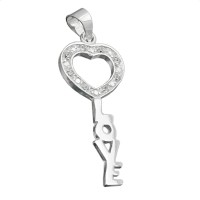 GALLAY Jewellery - Schmuck und Dekoration - Anhänger 28x12mm Schlüssel LOVE mit Zirkonias glänzend Silber 925