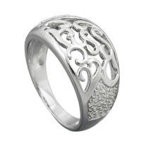 GALLAY Jewellery - Schmuck und Dekoration - Ring 10mm mit Zirkonias glänzend rhodiniert Silber 925 Ringgröße 56