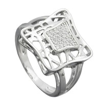 GALLAY Jewellery - Schmuck und Dekoration - Ring 16mm mit vielen Zirkonias glänzend rhodiniert Silber 925 Ringgröße 60