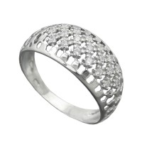 GALLAY Jewellery - Schmuck und Dekoration - Ring 9mm mit vielen Zirkonias glänzend rhodiniert Silber 925 Ringgröße 57