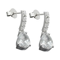 GALLAY Jewellery - Schmuck und Dekoration - Ohrstecker Ohrring Ohrhänger 21x6mm Zirkonias weiß rhodiniert Silber 925
