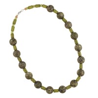 GALLAY Jewellery - Schmuck und Dekoration - Kette 18mm Perle grün-matt marmoriert Kunststoff 56cm