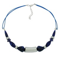 GALLAY Jewellery - Schmuck und Dekoration - Kette, Rillenwalze silber-matt, blau
