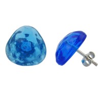 GALLAY Jewellery - Schmuck und Dekoration - Ohrstecker Ohrring 14mm Dreieck blau-transparent gehämmert Kunststoff