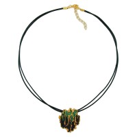 GALLAY Jewellery - Schmuck und Dekoration - Kette, Borke, grün-matt-goldfarben, Email