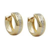 GALLAY Jewellery - Schmuck und Dekoration - Creole Ohrring 12x5mm Klappscharnier bicolor diamantiert 9Kt GOLD