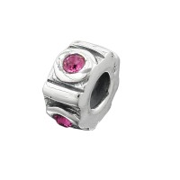 GALLAY Jewellery - Schmuck und Dekoration - Anhänger 10x5mm Perle Bead mit 4 Glassteinen pink rhodiniert Silber 925