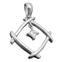 GALLAY Jewellery - Schmuck und Dekoration - Anhänger 21x21mm Viereck Zirkonia glänzend rhodiniert Silber 925