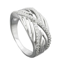 GALLAY Jewellery - Schmuck und Dekoration - Ring 11mm mit vielen Zirkonias glänzend rhodiniert Silber 925 Ringgröße 58